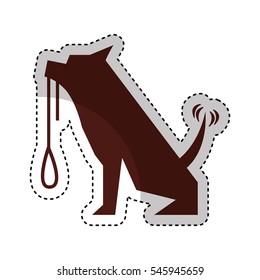 cute dog mascot with necklace isolated icon vector illustration design
