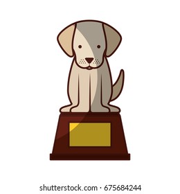 cute dog mascot in the podium