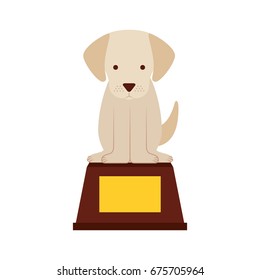 cute dog mascot in the podium