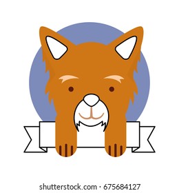 cute dog mascot with ribbon
