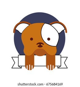 cute dog mascot with ribbon