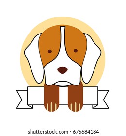 cute dog mascot with ribbon