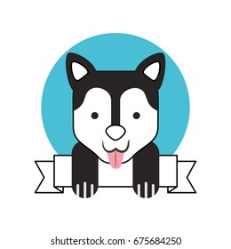 cute dog mascot with ribbon