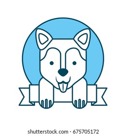 cute dog mascot with ribbon