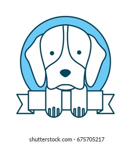 cute dog mascot with ribbon