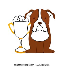 cute dog mascot with trophy