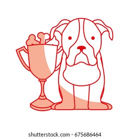 cute dog mascot with trophy