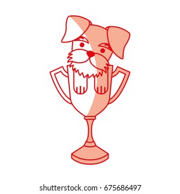 cute dog mascot with trophy