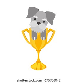 cute dog mascot with trophy