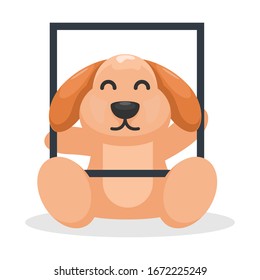 cute dog with the mirror mascot cartoon