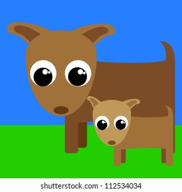 Cute dog with mom