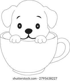 Cute Dog in Mug Hand Drawn Outline Illustration

Cute puppy sitting inside a teacup outline illustration. Clean black and white line art featuring an adorable dog character with a simple and charming design. Ideal for coloring books, children's activities, greeting cards, stickers, and pet-themed creative projects.