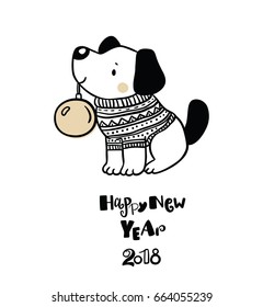 Cute dog. New year 2018 symbol