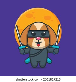 Cute dog ninja cartoon vector illustration