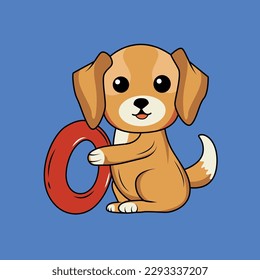 Cute dog with O Letter Vector Illustration
