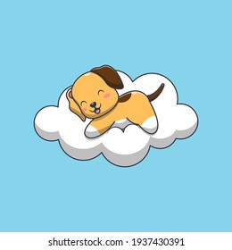 Cute Dog On Cloud Cartoon Illustration Stock Vector (Royalty Free ...