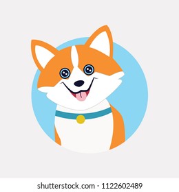 Cute dog on white background.The welsh corgi. Vector illustration in cartoon style. Funny character.