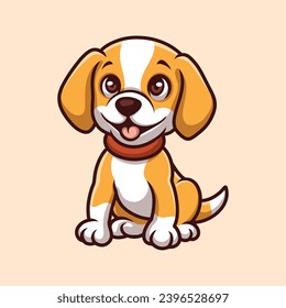 Cute Dog Orange Creative Cartoon Illustration