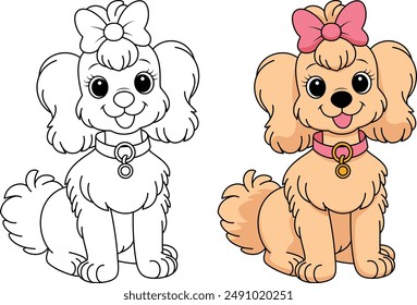 Cute Dog Outline Coloring Page 