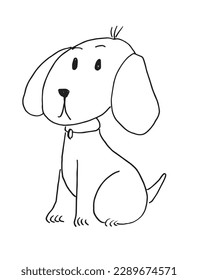 Cute dog outline illustration vector image. 
Hand drawn dog sketch image artwork. 
Simple original logo icon from pen drawing sketch of cartoonish dogs.