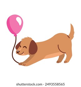 cute dog with party balloon isolated