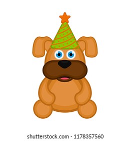 Cute dog with party hat icon