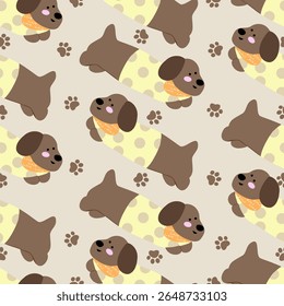 Cute dog pattern on beige background
