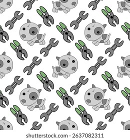 Cute dog pattern on white background
