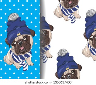 cute dog + pattern vector