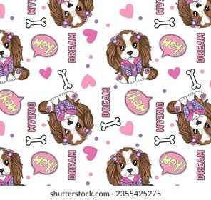 cute dog patterns design sleepwear for girl