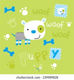 cute dog with paw and bone