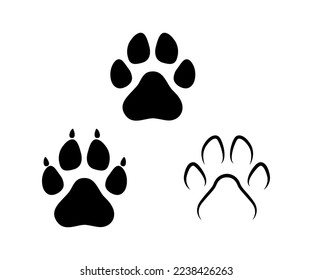 adorables iconos de garra de perro. Icono de arrastre. Ilustración del vector aislada en fondo blanco