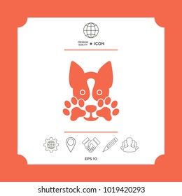 Cute Dog, paw - logo, symbol, protect sign. Element for your design