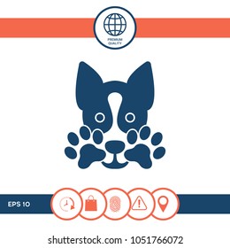 Cute Dog, paw - logo, symbol, protect sign