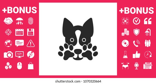Cute Dog, paw - logo, symbol, protect sign