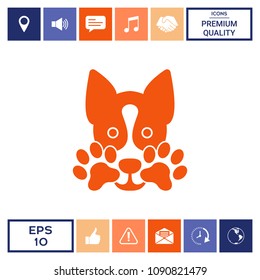 Cute Dog, paw - logo, symbol, protect sign