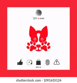Cute Dog, paw - logo, symbol, protect sign