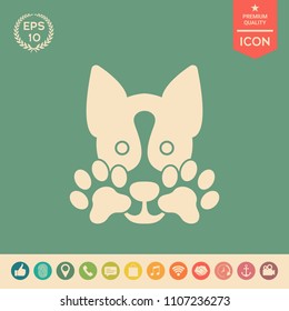 Cute Dog, paw - logo, symbol, protect sign