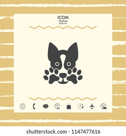 Cute Dog, paw - logo, symbol, protect sign
