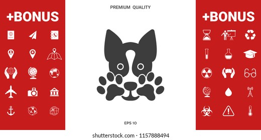 Cute Dog, paw - logo, symbol, protect sign