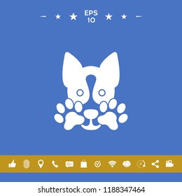 Cute Dog, paw - logo, symbol, protect sign