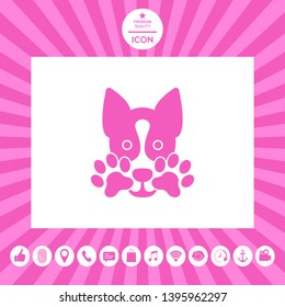 Cute Dog, paw - logo, symbol, protect sign. Element for your design