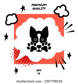 Cute Dog, paw - logo, symbol, protect sign. Element for your design