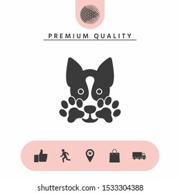 Cute Dog, paw - logo, symbol, protect sign