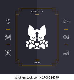 Cute Dog, paw - logo, symbol, protect sign