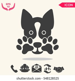 Cute Dog, paw - logo, symbol, protect sign