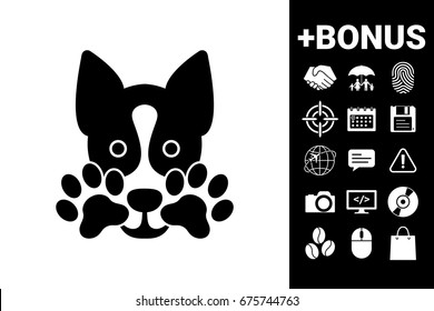 Cute Dog, paw - logo, symbol, protect sign