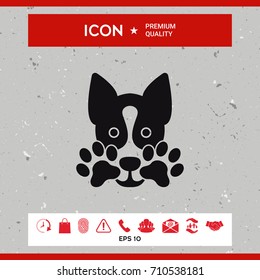 Cute Dog, paw - logo, symbol, protect sign