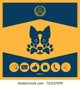 Cute Dog, paw - logo, symbol, protect sign