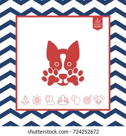 Cute Dog, paw - logo, symbol, protect sign